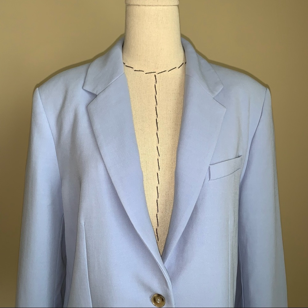 NWT Zara Oversize Straight Cut Blue Blazer Pockets Medium - Picture 6 of 16
